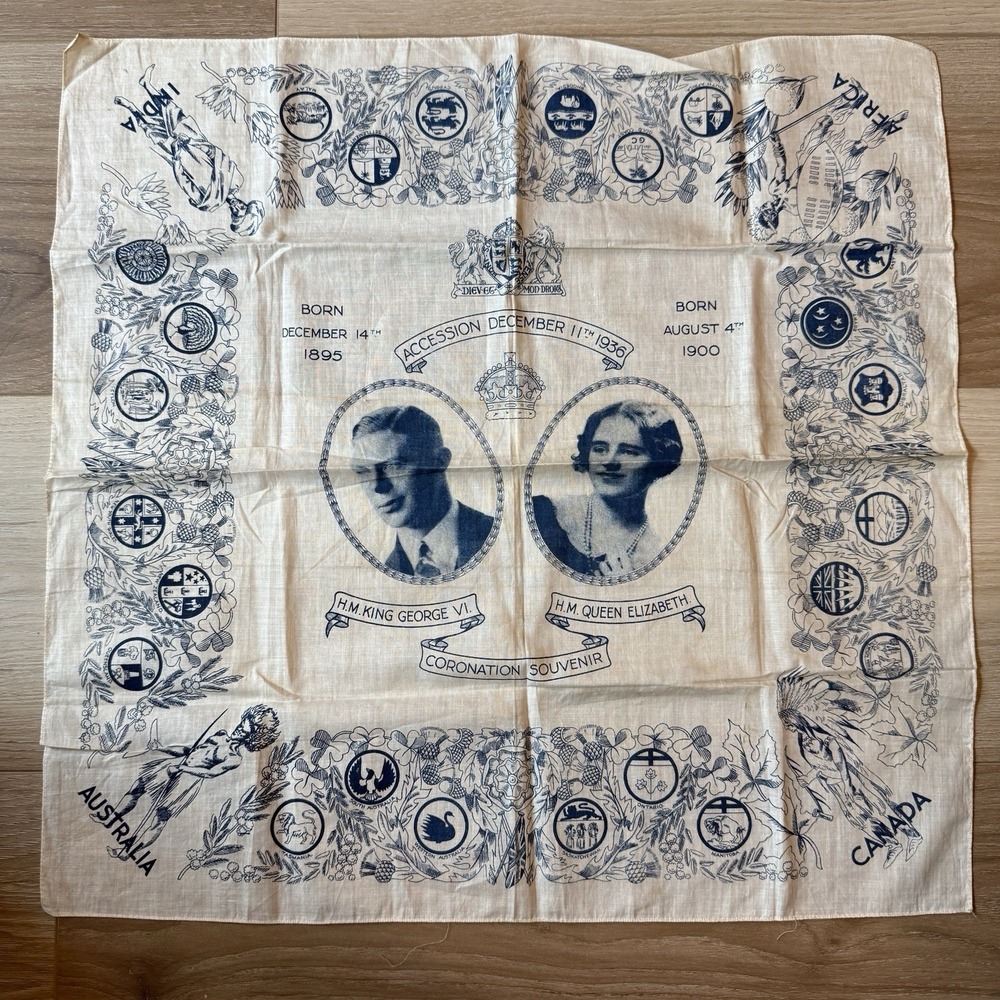 1936 Accession of King George VI Fabric Wall Hanging Souvenir Vintage‎